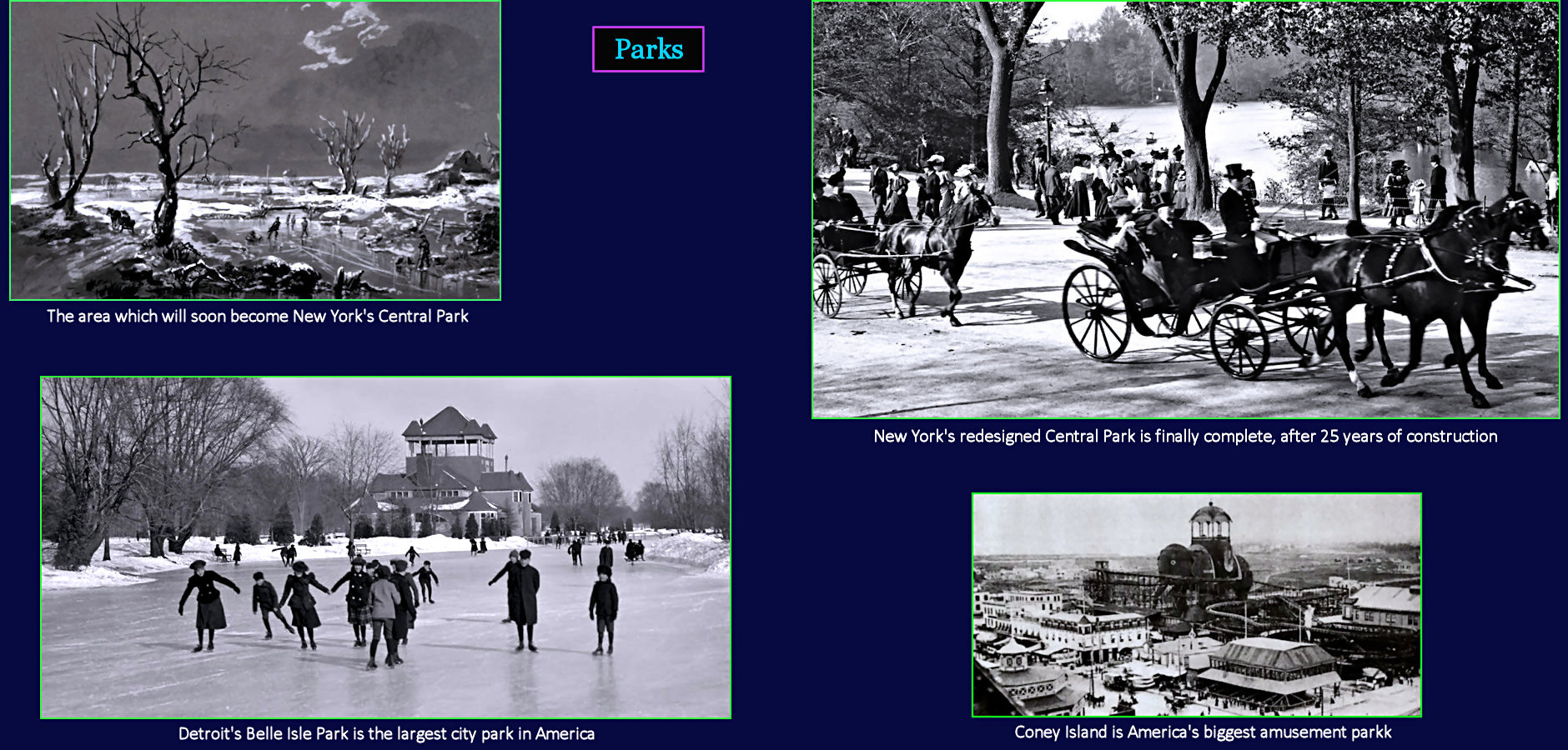 City parks, 1890